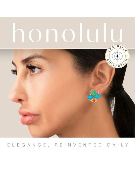Bounkit Blue Honolulu Studs Clip On
