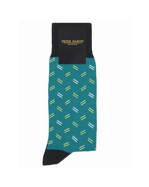 Peper Harow - Made in England Green Parallel Socks for men