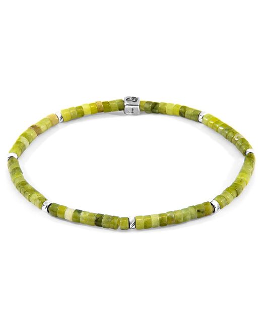 Anchor and Crew Multicolor Green Jade Tekapo Silver & Stone Bracelet for men