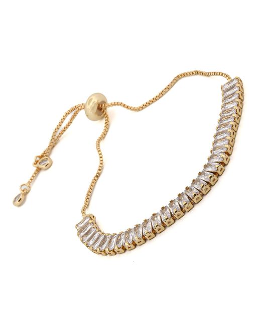 Ebru Jewelry Metallic Baguette Diamond Adjustable Fashion Bracelet