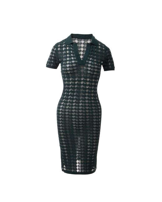 Fully Fashioning Green Kendall Crochet Knit Mini Dress