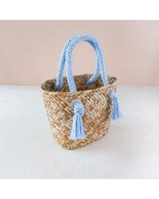 LIKHÂ Powder Blue Small Classic Tote Bag With Braided Handles