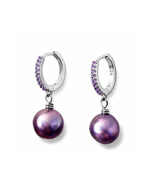 Ninemoo Metallic Velours Nocturne Pearl Hoop Earrings