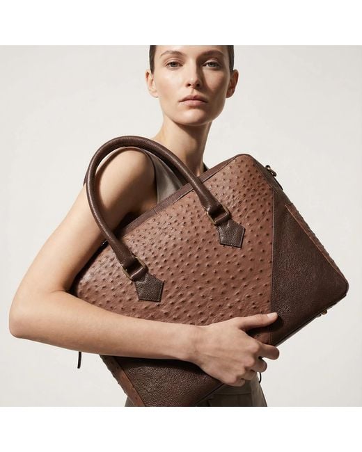 Sibylla Delphica Brown Ostrich Leather Laptop Tote