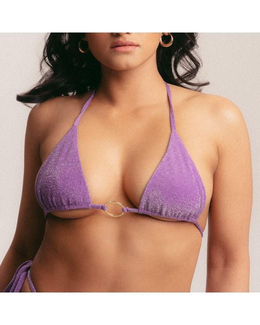 Patti Jane Swim Purple Farrah's Sparkle Triangle Disco Bikini Top