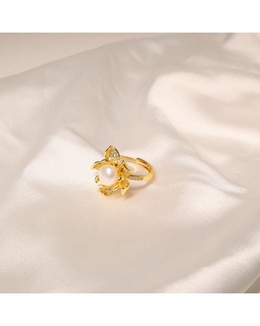 Ninemoo Metallic Sakura Pearl Ring