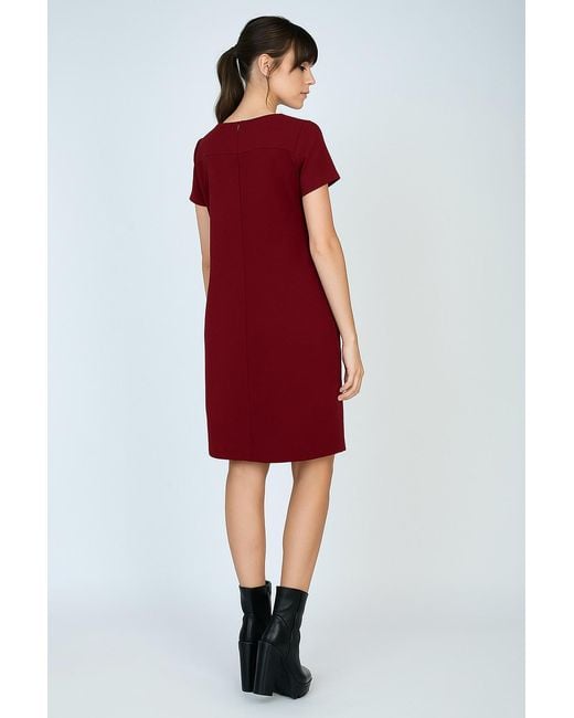Conquista Red Wine Sack Style Punto Di Roma Short Sleeve Dress
