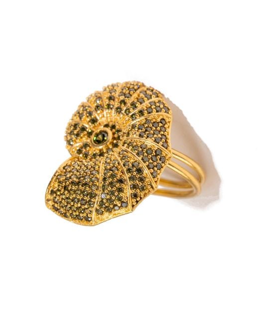Ebru Jewelry Metallic Mystic Shell Adjustable Chunky Ring