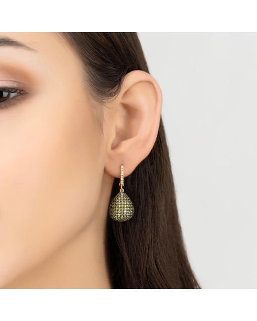 Latelita London Green Valerie Pear Drop Gemstone Earrings Peridot Cz