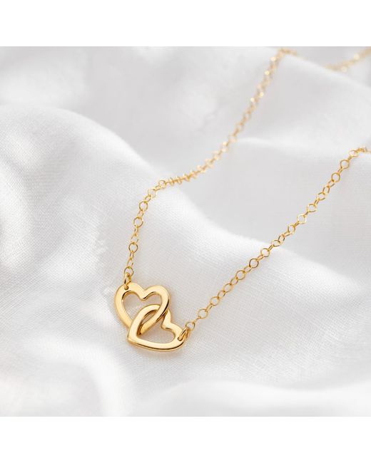 Posh Totty Designs Metallic Yellow Gold Plated Double Heart Necklace