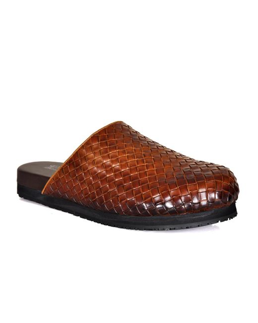 DAVID WEJ Brown Lorenzo Handmade Woven Mules for men
