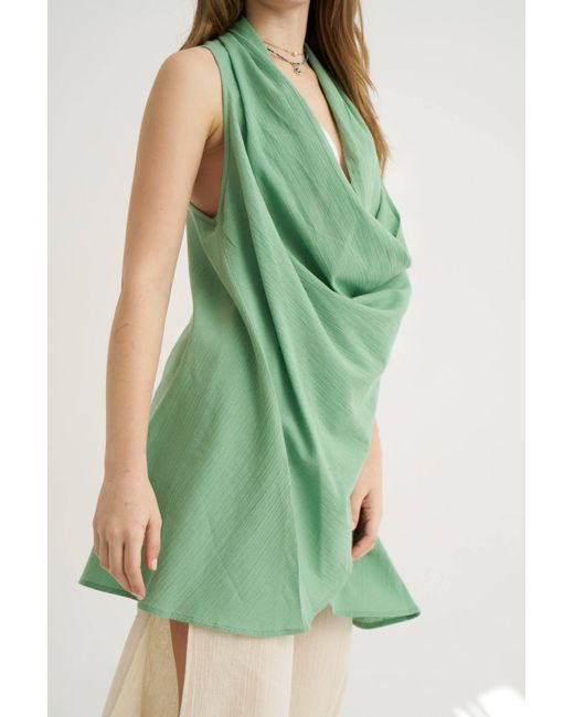 Unexpectedone Green Wrapped By Waterfall Tunic