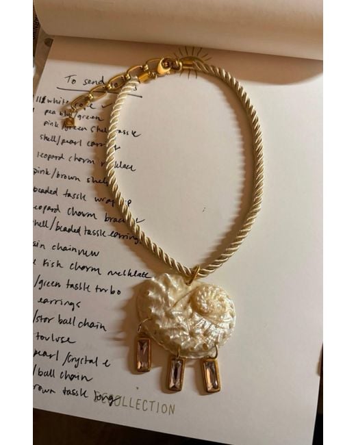 Sccollection Metallic Capri Crystal & Seashell Rope Choker