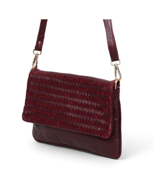 Hides Leather Co. Red Convertible Leather Clutch, Crossbody Iphone&Passport Bag