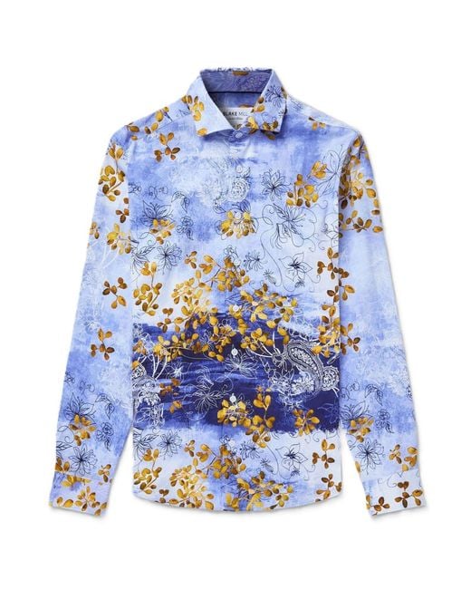 Blake Mill Blue Japanese Flowers Shirt for men