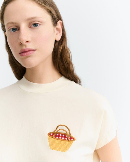 Thinking Mu Natural Embroidered Basket Volta T-Shirt