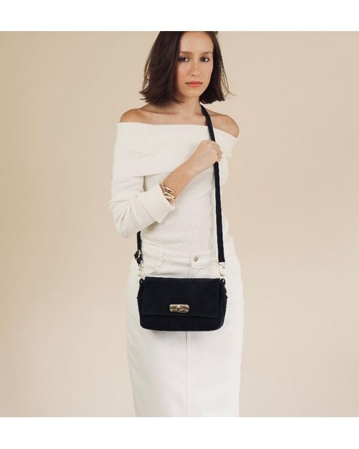 Apatchy London Blue The Maisie Midi Suede Bag