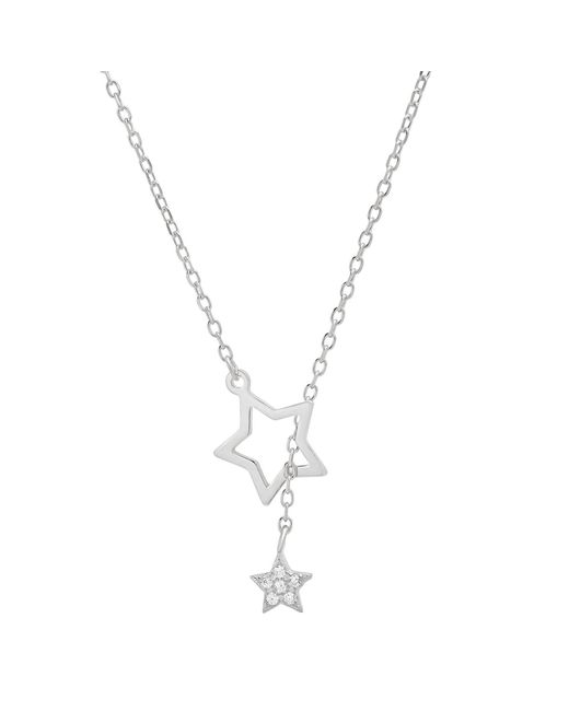 Kylie Harper Metallic Diamond Cz Dangling Stars Lariat Y Necklace