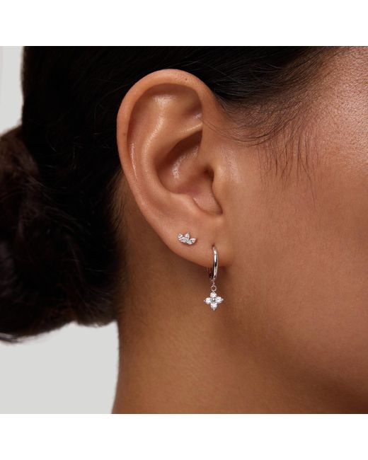 Vanhi White 14K Solid Lab-Grown Diamond Lotus Flat Back Stud