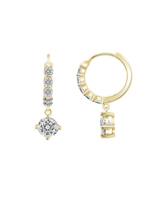 Diamonbliss Metallic Round Cut Dangle Hoop Earrings With Swarovski Three And Half Carats, Plated
