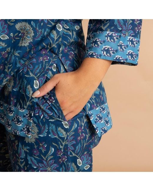 Inara Blue Indian Cotton Lagoon Pyjama Set