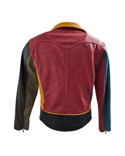 Zasta Studio Red Artifact Theory Leather Biker Jacket A for men