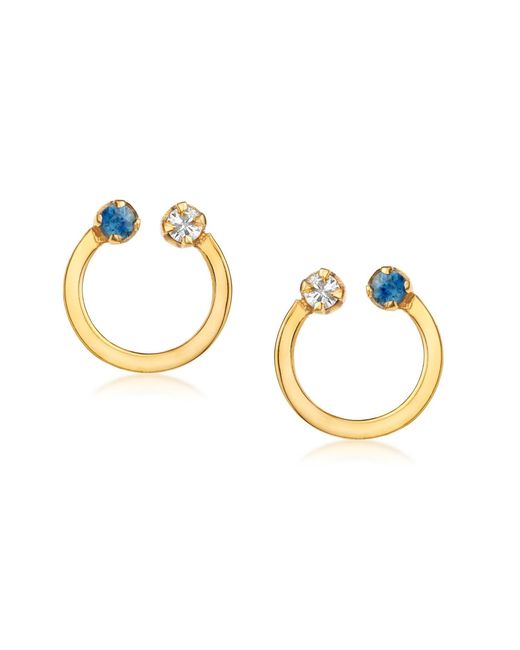 Preeti Sandhu Metallic Diamond & Tanzanite Flat Hoop