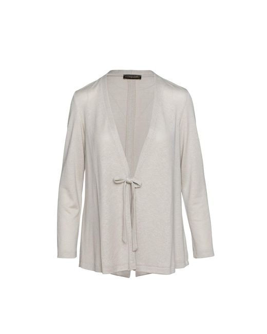 Conquista Gray Neutrals Open Front Linen Cardigan