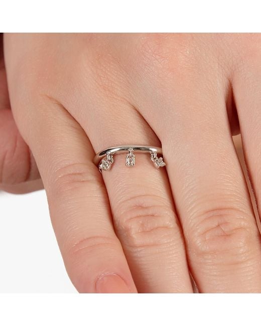 Lucy Quartermaine Metallic Solid Sterling Tri Skinny Drip Ring With Topaz