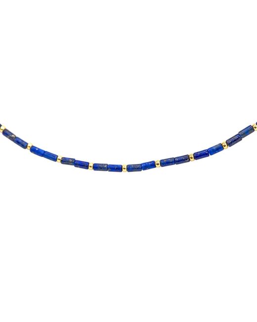 Bombyx House Blue Tiny Lapis Lazuli Tube Station Necklace