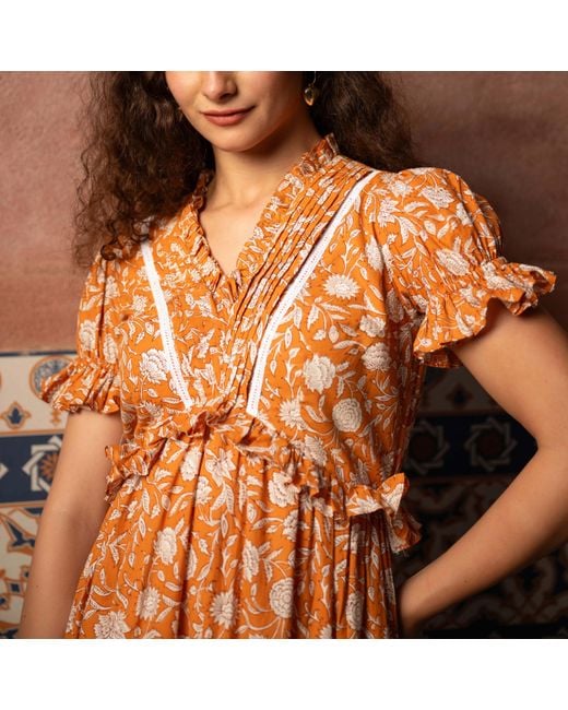 Echo of Pink Orange Midi Dress