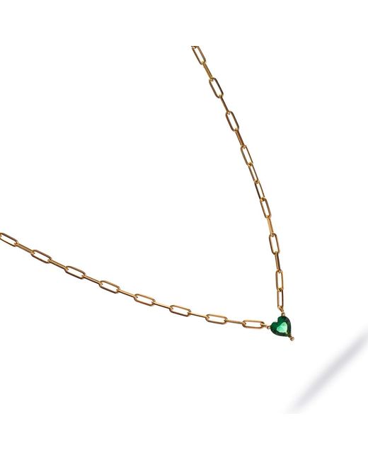 Ebru Jewelry Metallic Emerald Heart Minimalist Necklace
