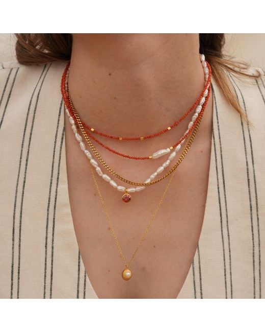 LINYA JEWELLERY Metallic Kely Coral Pearl Necklace
