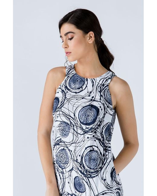 Conquista Blue Print Sleeveless Sack Dress
