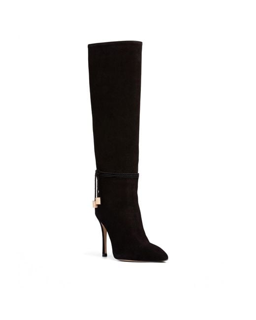 Beautiisoles by Robyn Shreiber Made in Italy Black Lindsay Suede Knee High Boot Comfortable Valentine Stiletto