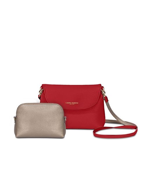 CAMPO MARZIO Roma 1933 Red Emma Crossbody Bag With Pouch