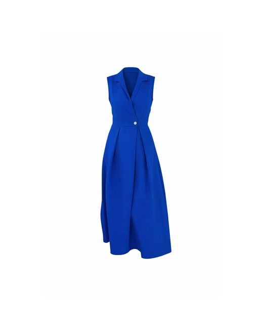 Girl In Mind Blue Hazel Tailored Sleeveless Midi Dress Cobalt