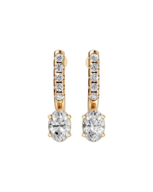 Aya Fine Jewelry Metallic Oval Lab Diamond Drop Hoop Earrings