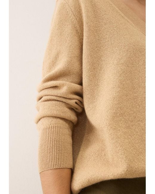 Loop Cashmere Natural Neutrals Lurex V Neck Sweater