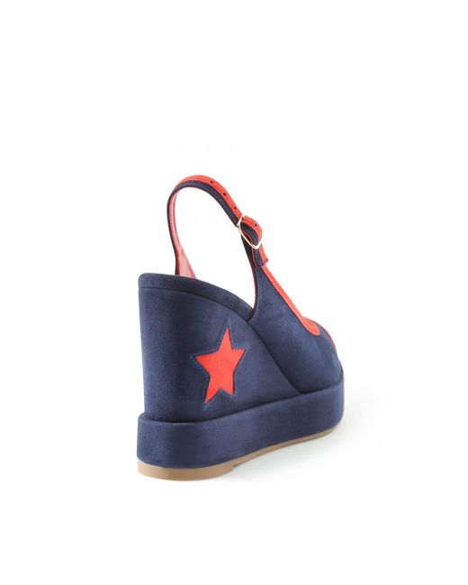 Rosamund Muir London Blue Davinia & Suede With Star Wedges