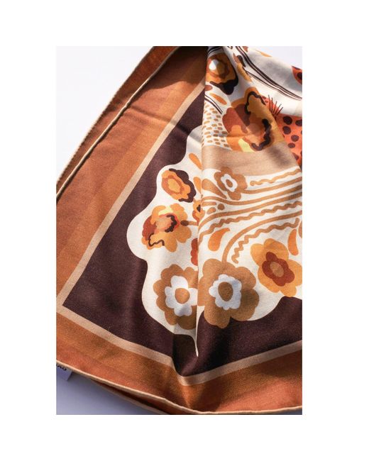 Jessie Zhao New York Metallic Neutrals Double Sided Wool Silk Scarf Of Leopards With Floral Fountain