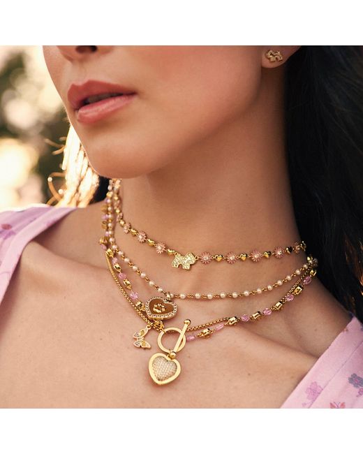 Cloud Haven Metallic Crystal Daisy Logo Necklace