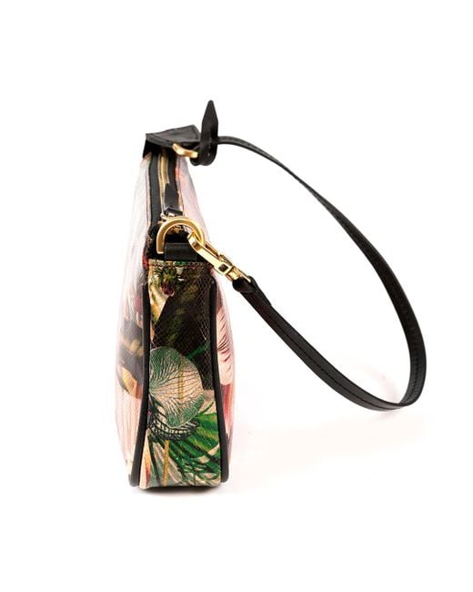 SJW BAGS LONDON Black Kenwood Leather Floral Print Mini Versatile Shoulder Bag