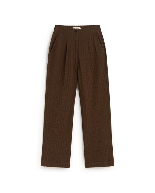 Thinking Mu Brown Wide Leg Seersucker Pants Manolita