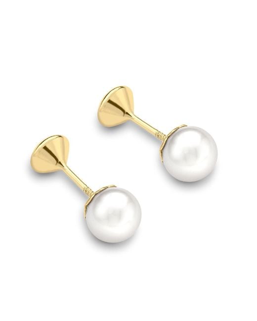 Posh Totty Designs Metallic Gold Pearl And Cz Stud Earrings