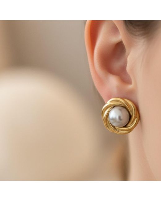 Latelita London Natural Dynasty Pearl Knot Stud Earrings