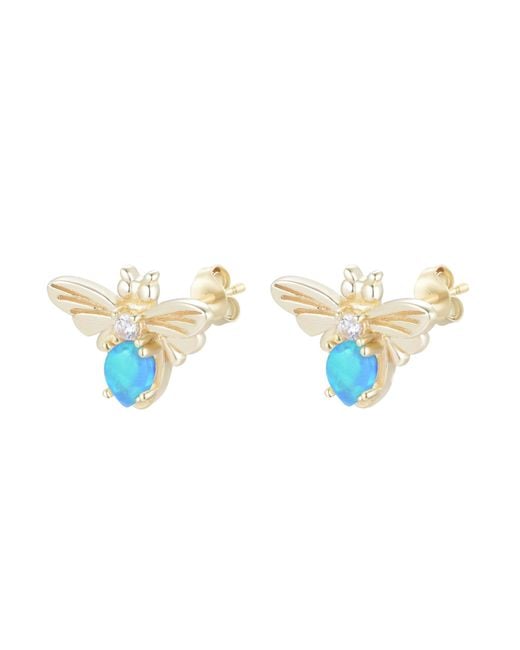 KAMARIA Metallic Opal Bee Stud Earrings