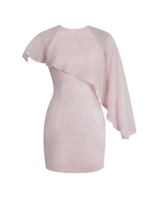 Miss Circle New York Pink Umeko Tulip Asymmetrical Cape Mini Dress