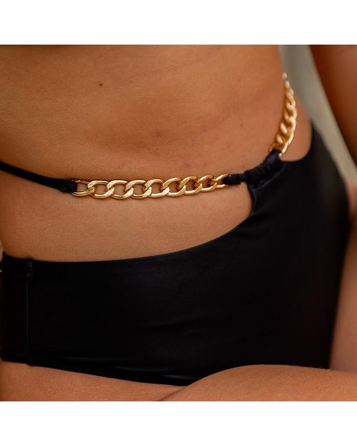 Aulala Paris Black Vintage Glam Golden Chain Bikini