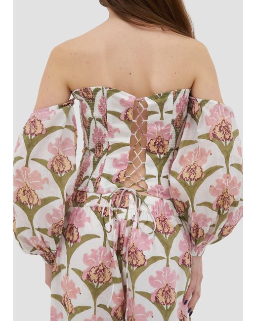 Manuela Cabrales White Vexillaria Block Print Top